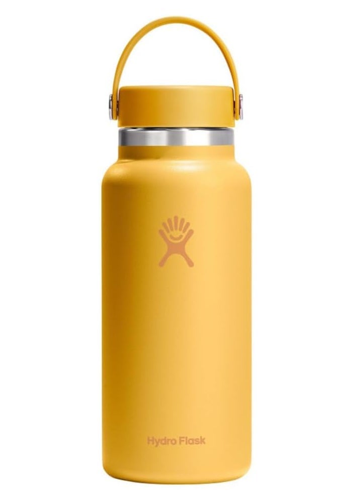 Hydro Flask Wide Flex Cap 32 oz Bottle - Stainless Steel, Leak-Proof - Insulated Cold 24 Hours & Hot 12 Hours - Sunbeam